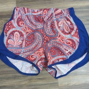 Womens XS Nike Paisley Running Shorts Red Blue Bandana Print Lined 3"‎ Inseam